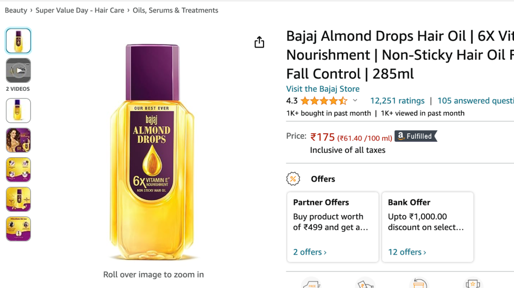 Bajaj Almond Drops Hair Oil 