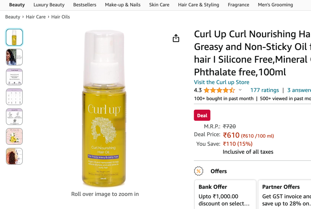 Curl Up Nourishing Hair Oil 